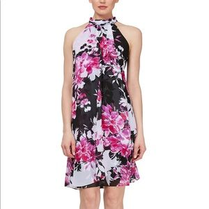 NWT SLNY Floral Halter Mock Neck Shift Dress Size 12